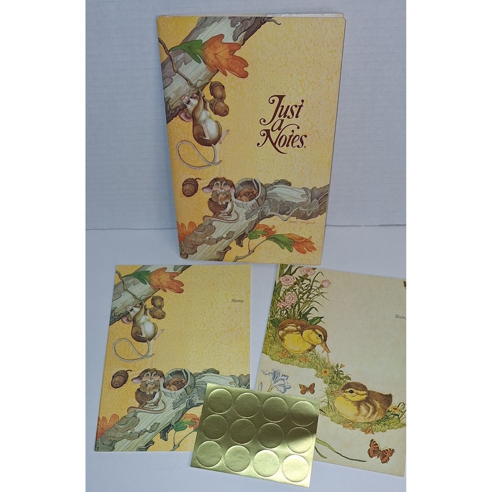 Vtg Current Just A Note Stationery 12 Cards Mouse Mice Ducks